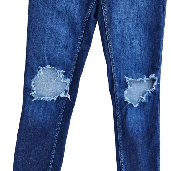 Free People Women Pants Busted Distressed High Rise Skinny Blue Jeans Size 28 - Picture 10 of 16